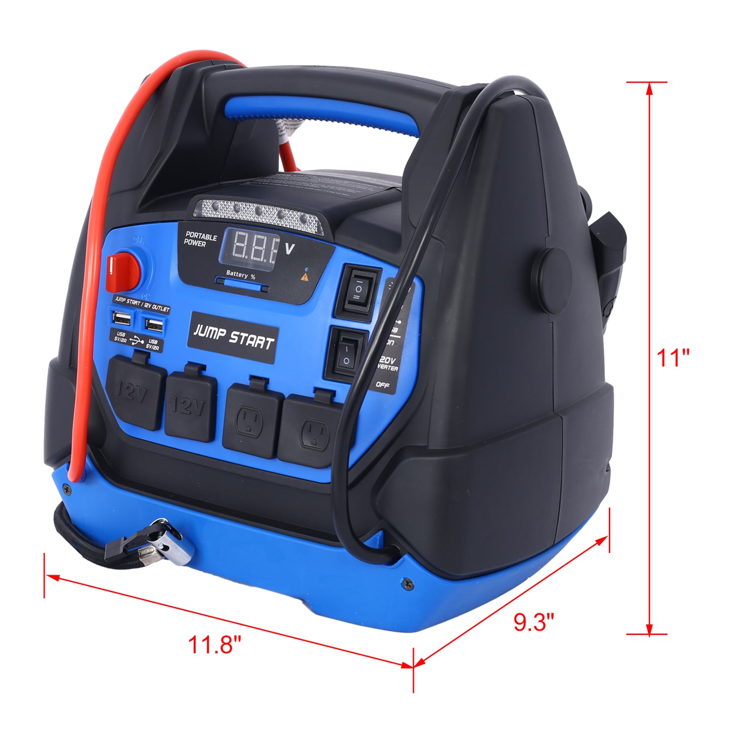 Rechargeable Jump Starter for Gas Diesel Vehicles - 1800 Amps with Air Compressor and AC, 12V DC, USB Power Station image 4