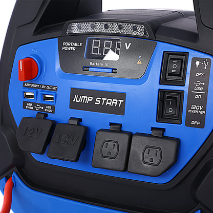 Rechargeable Jump Starter for Gas Diesel Vehicles - 1800 Amps with Air Compressor and AC, 12V DC, USB Power Station image 5