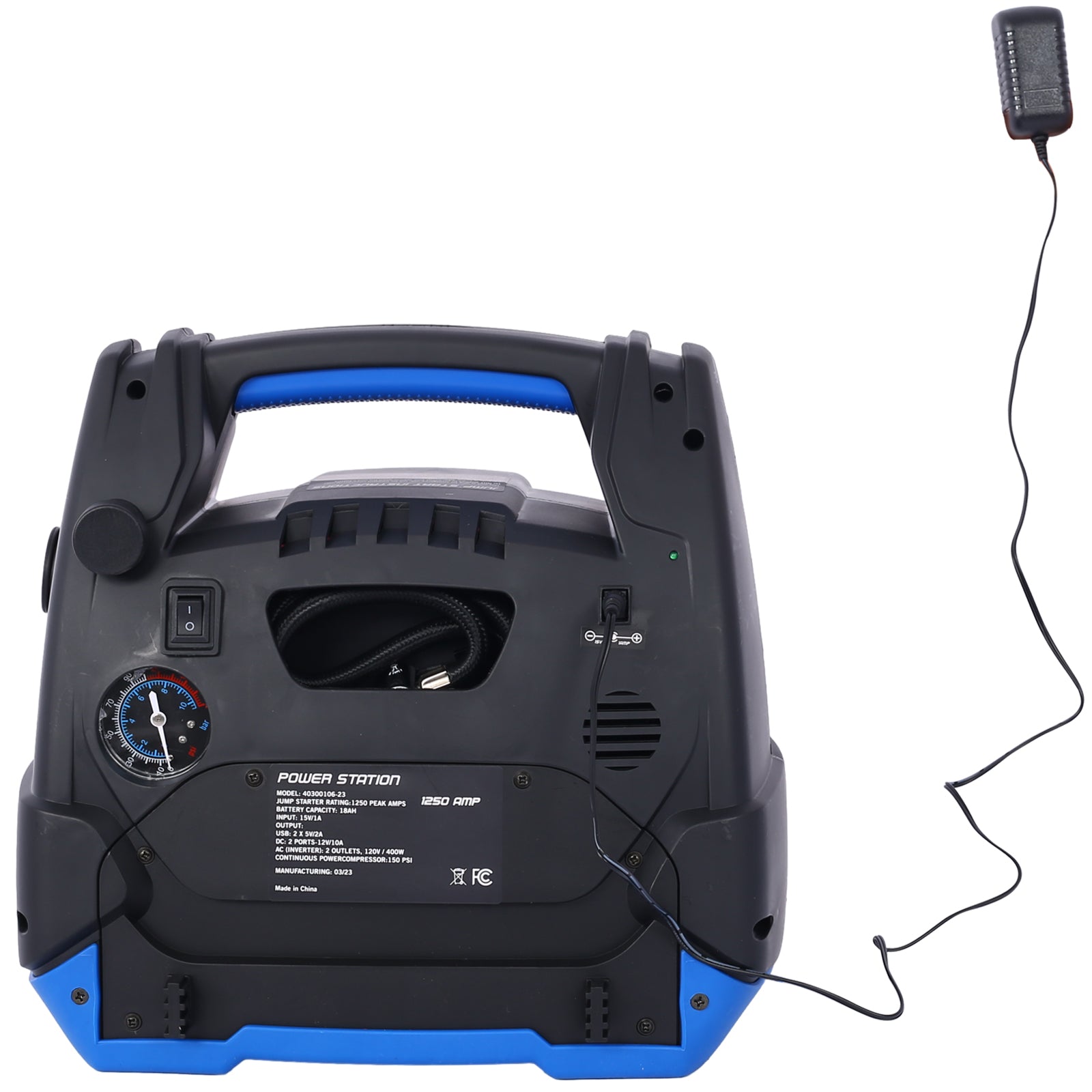 Rechargeable Jump Starter for Gas Diesel Vehicles - 1800 Amps with Air Compressor and AC, 12V DC, USB Power Station image 10