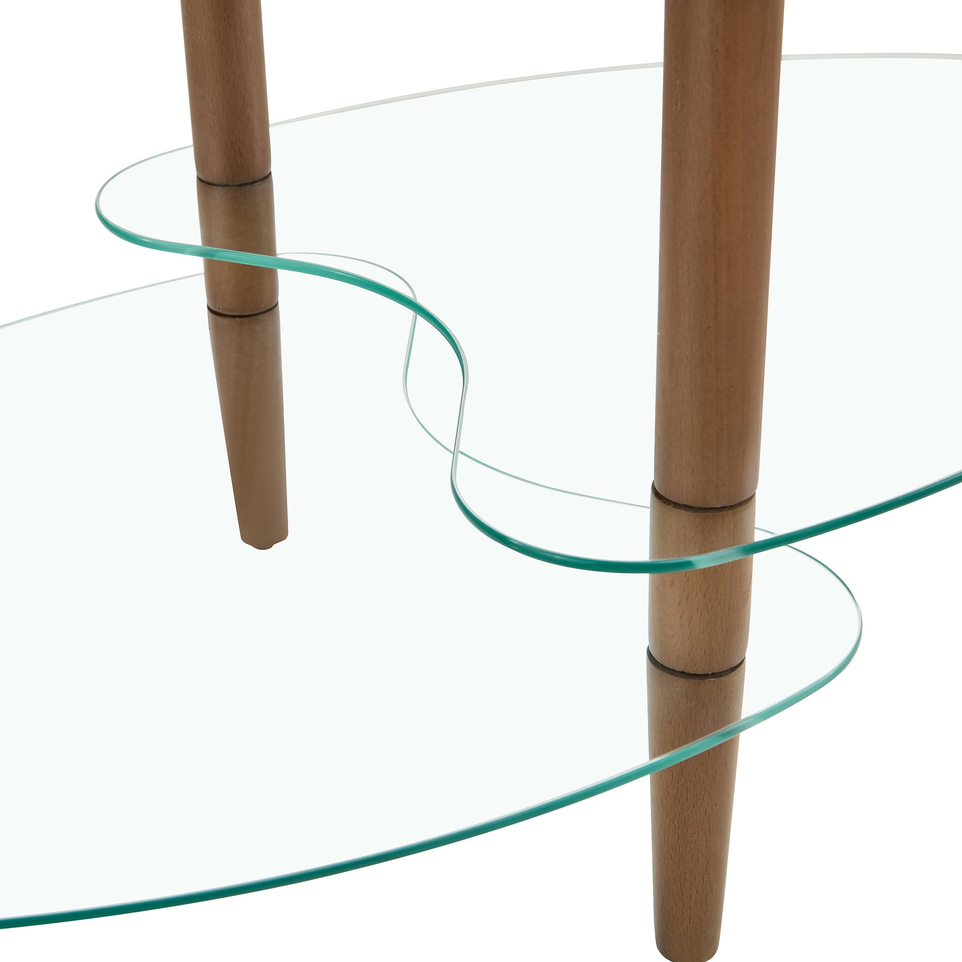 Transparent Oval glass coffee table, modern table in living room Oak wood leg tea table 3-layer glass table image 9