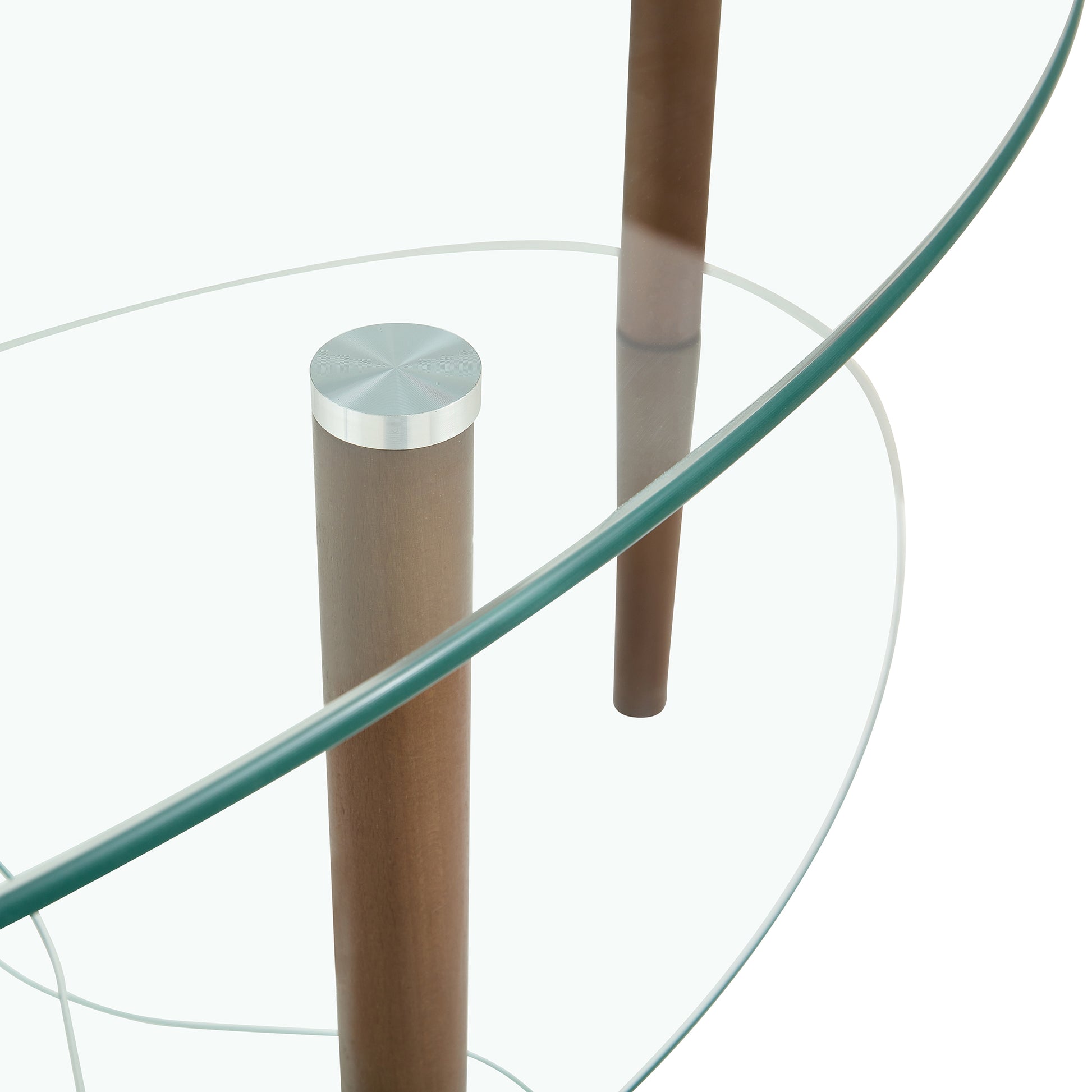 Transparent Oval glass coffee table, modern table in living room Oak wood leg tea table 3-layer glass table image 11