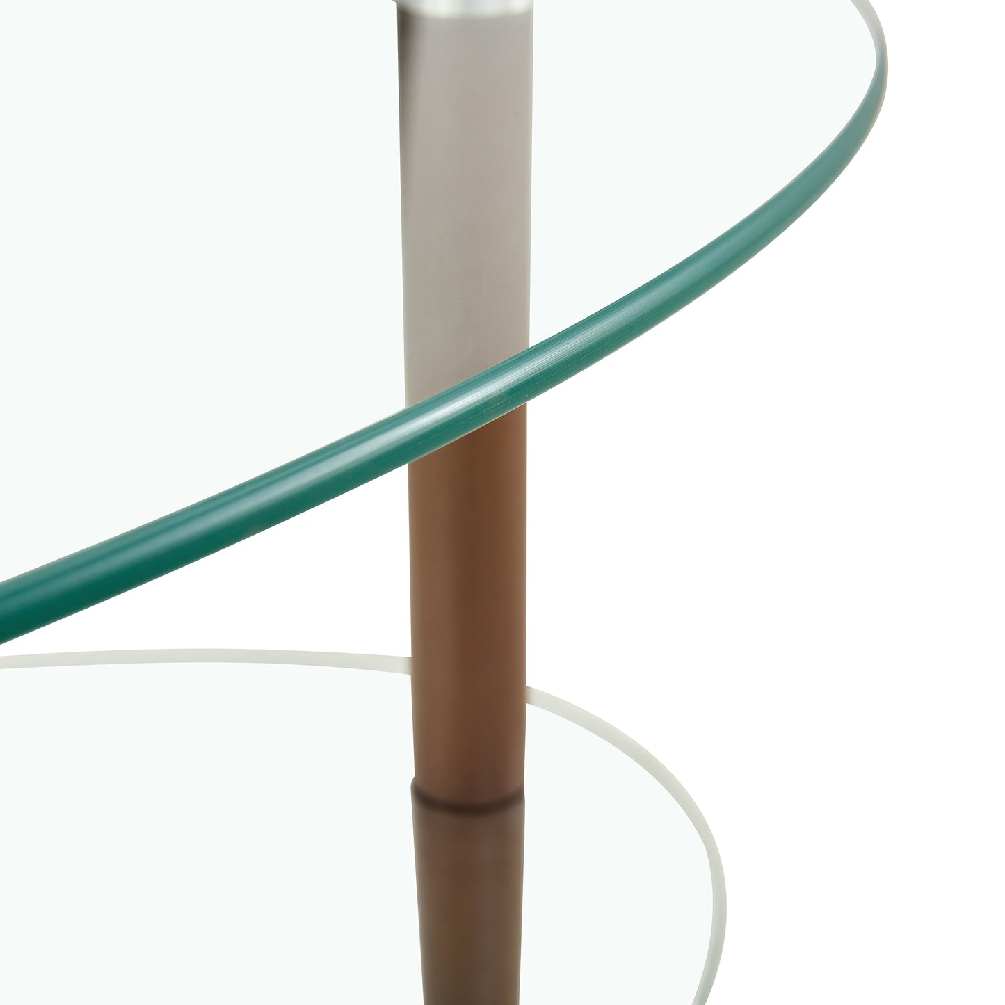 Transparent Oval glass coffee table, modern table in living room Oak wood leg tea table 3-layer glass table image 10