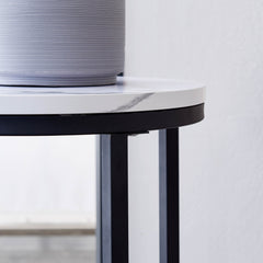 Modern Side Table with Faux Marble MDF Top For Any Small Space