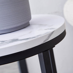 Modern Side Table with Faux Marble MDF Top For Any Small Space