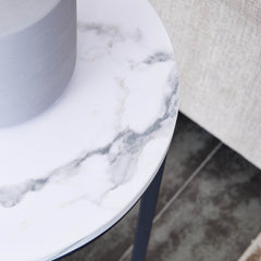 Modern Side Table with Faux Marble MDF Top For Any Small Space