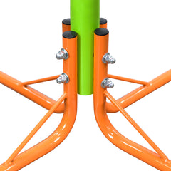 XSS004 outdoor playground four seats seesaw for kids 360 degree rotating sturdy plastic seat seesaw for kids seesaw blue and green for kids age 3+