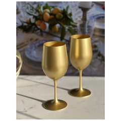 Metallic Gold Color Plastic Wine Glasses Set of 4 (12oz), BPA Free Acrylic Wine Glass Set, Unbreakable Red Wine Glasses, White Wine Glasses