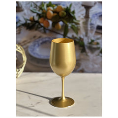 Metallic Gold Color Plastic Wine Glasses Set of 4 (12oz), BPA Free Acrylic Wine Glass Set, Unbreakable Red Wine Glasses, White Wine Glasses