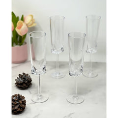 Oval Halo Plastic Champagne Flutes Set of 4 (4oz), Unbreakable Mimosa Glasses Plastic Champagne Glasses, Tritan Wedding Champagne Flutes