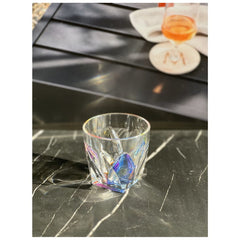 Rainbow Diamond Acrylic Glasses Drinking Set of 4 DOF (9oz), Plastic Drinking Glasses, BPA Free Cocktail Glasses, Drinkware Set, Drinking Water Glasses