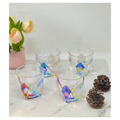 Rainbow Diamond Acrylic Glasses Drinking Set of 4 DOF (9oz), Plastic Drinking Glasses, BPA Free Cocktail Glasses, Drinkware Set, Drinking Water Glasses