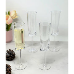 Oval Halo Plastic Champagne Flutes Set of 4 (4oz), Unbreakable Mimosa Glasses Plastic Champagne Glasses, Tritan Wedding Champagne Flutes