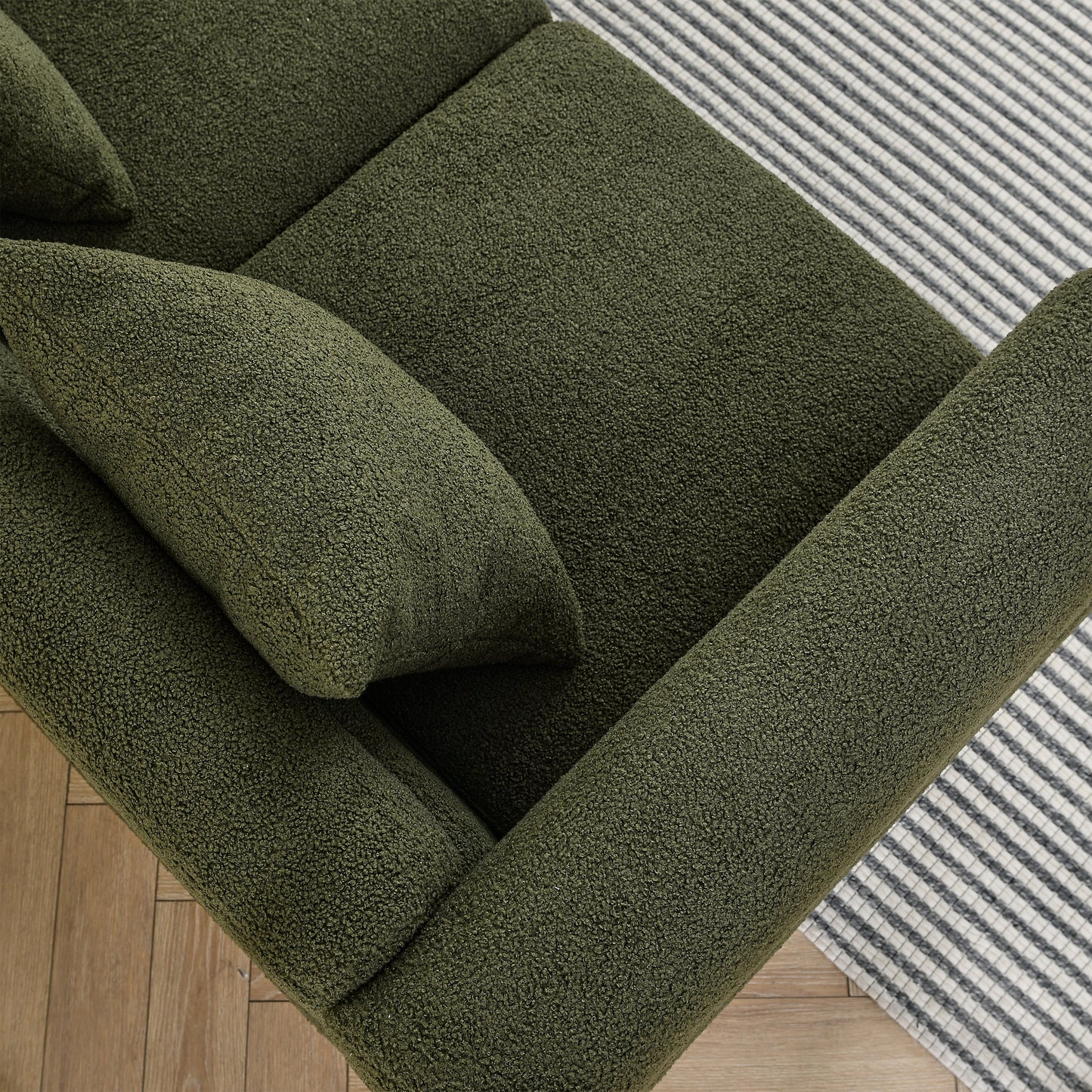 60Inch Oversized 2 Seater Sectional Sofa, Living Room Comfort Fabric Sectional Sofa-Deep Seating Sectional Sofa, Soft Sitting with 2 Pillows for Living Room, Bedroom, Office, Green teddy(W834S00032) image 10