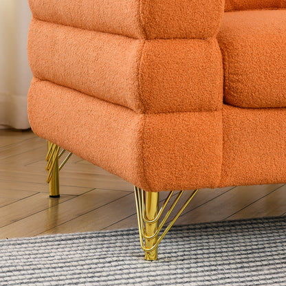 60Inch Oversized 2 Seater Sectional Sofa, Living Room Comfort Fabric Sectional Sofa-Deep Seating Sectional Sofa, Soft Sitting with 2 Pillows for Living Room,Bedroom,Office,Orange teddy(W834S00031) image 11