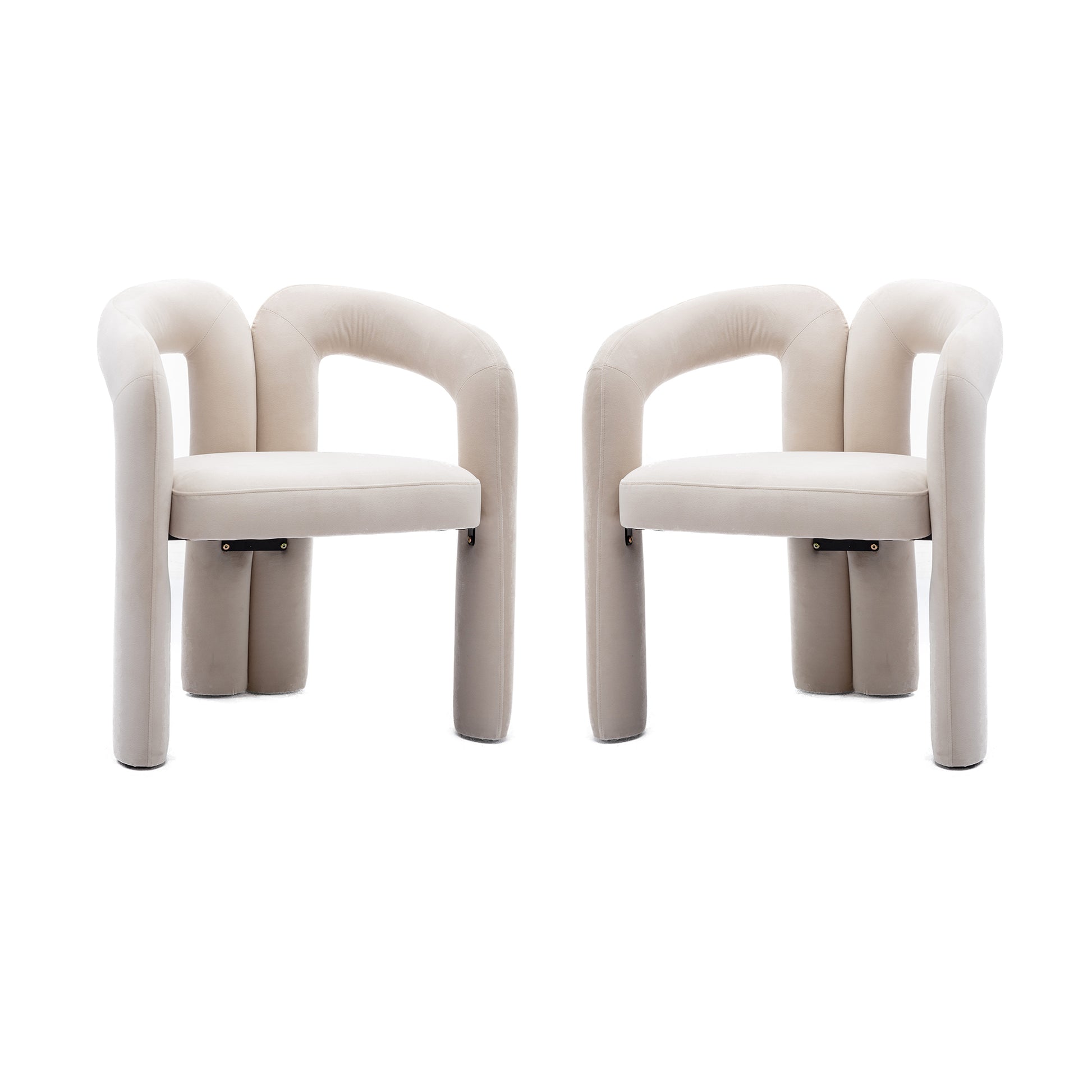 Contemporary Designed Velvet Fabric Upholstered Accent/Dining Chair /Barrel Side Chairs Kitchen Armchair for Living Room set of 2 (Beige Velvet) image 2