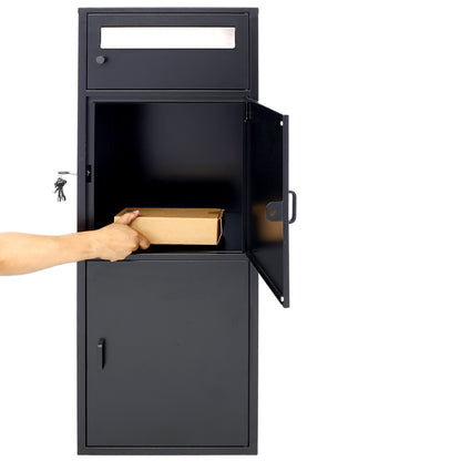Large Steel Freestanding Floor Parcel Package Drop with Locking Letterbox Drop Mail Box with Multi Compartments, Black image 8