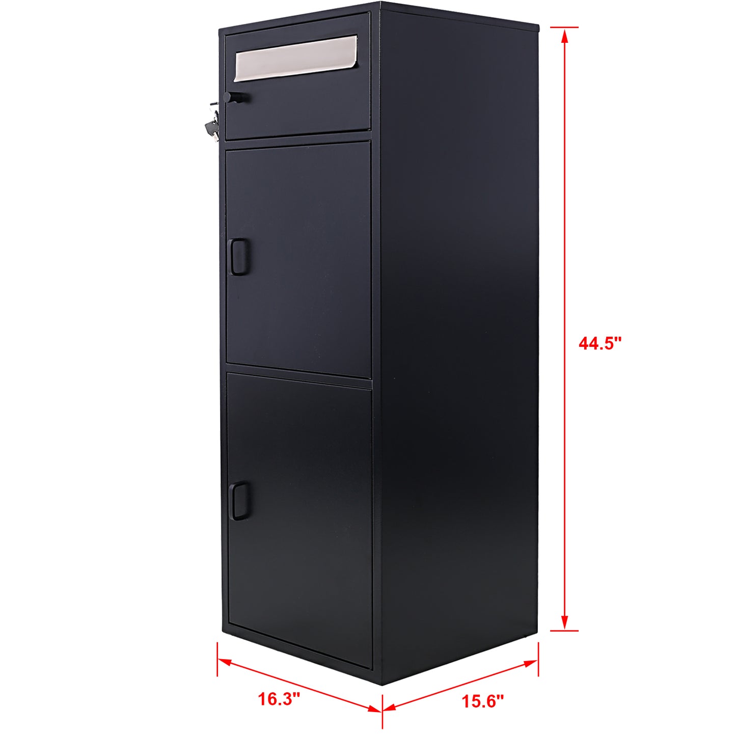 Large Steel Freestanding Floor Parcel Package Drop with Locking Letterbox Drop Mail Box with Multi Compartments, Black image 5