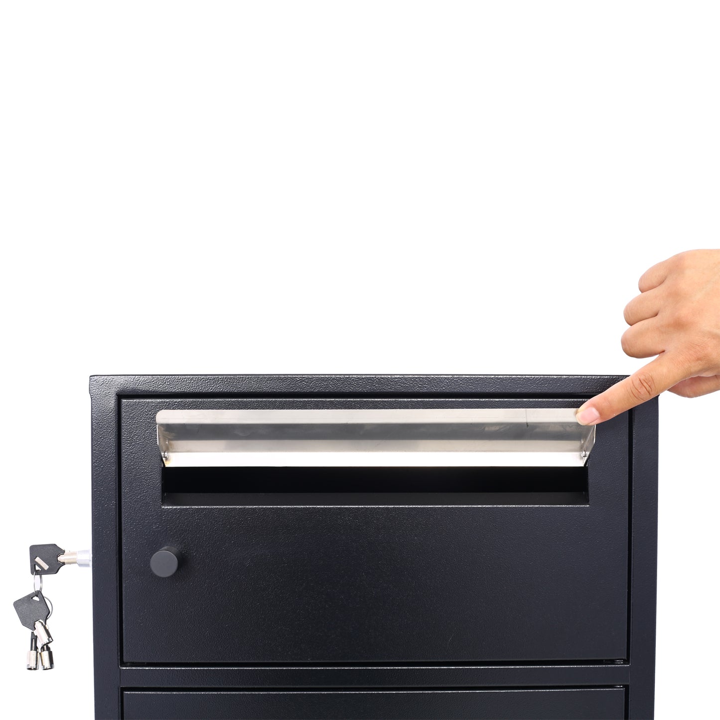 Large Steel Freestanding Floor Parcel Package Drop with Locking Letterbox Drop Mail Box with Multi Compartments, Black image 6