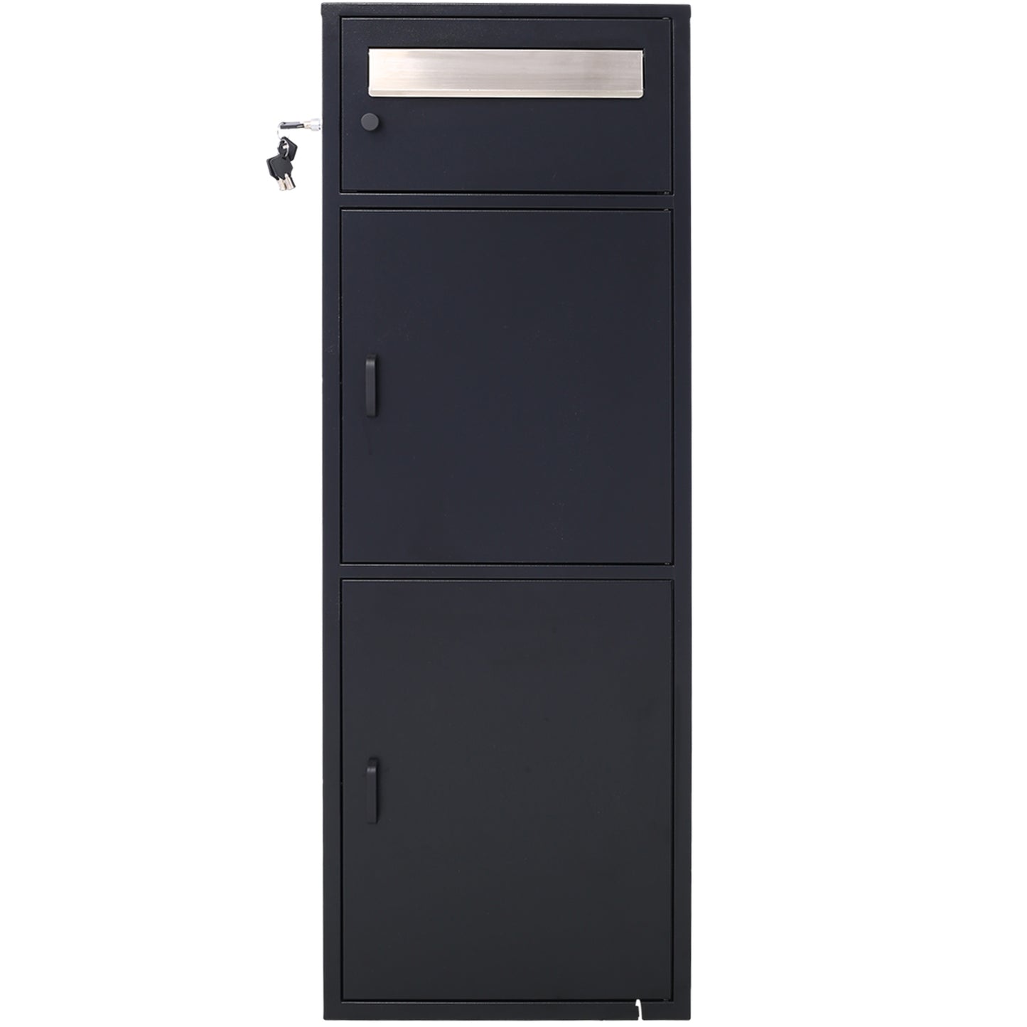 Large Steel Freestanding Floor Parcel Package Drop with Locking Letterbox Drop Mail Box with Multi Compartments, Black image 1
