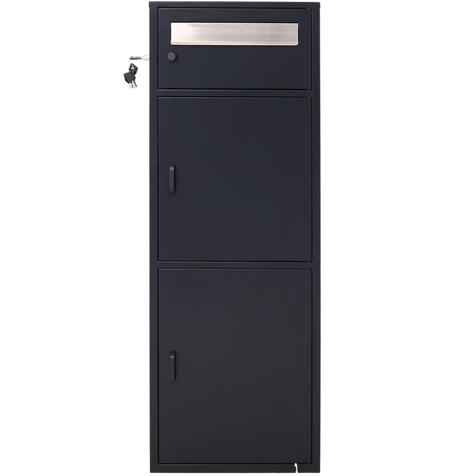 Large Steel Freestanding Floor Parcel Package Drop with Locking Letterbox Drop Mail Box with Multi Compartments, Black image 1