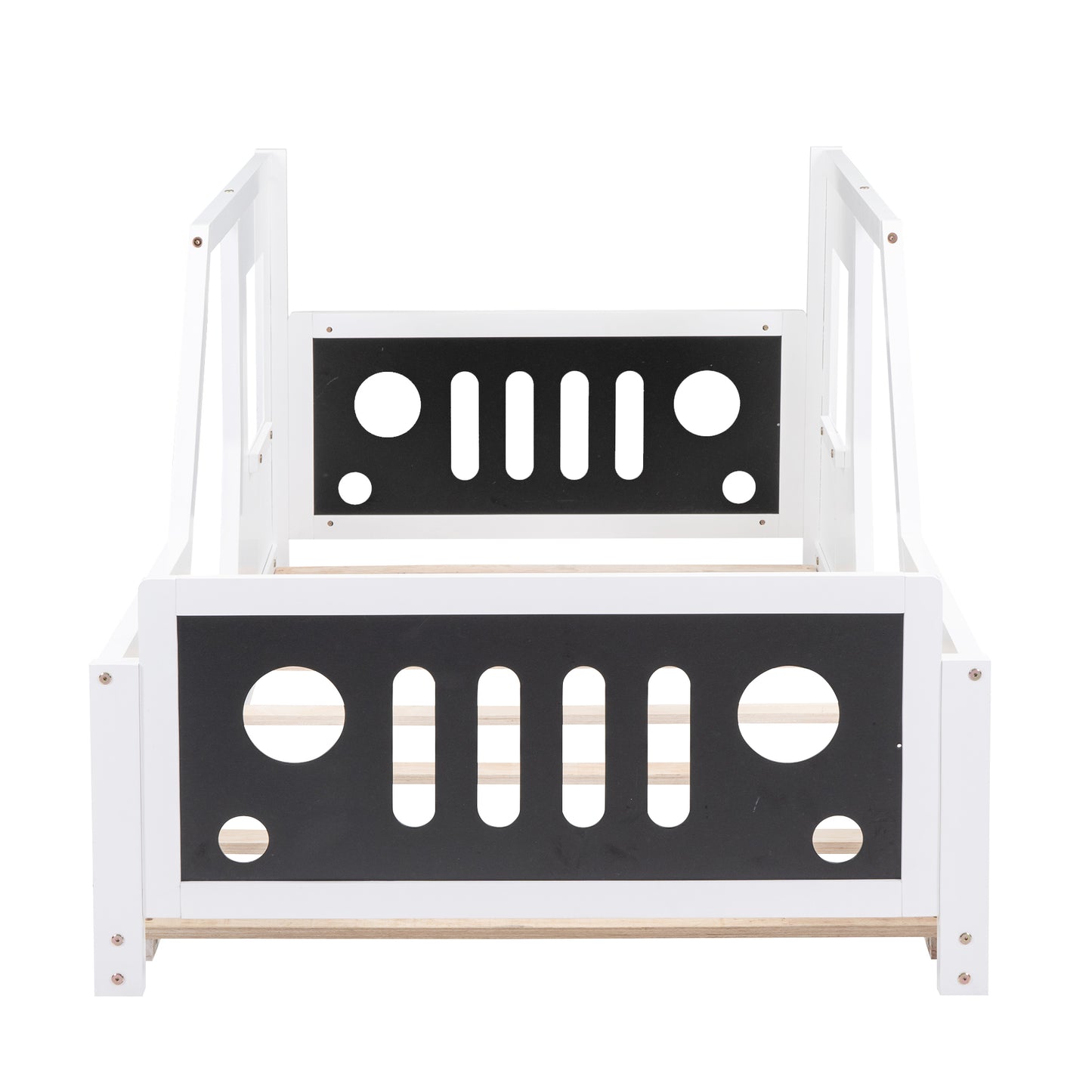 Twin Size Classic Car-Shaped Platform Bed with Wheels,White image 11