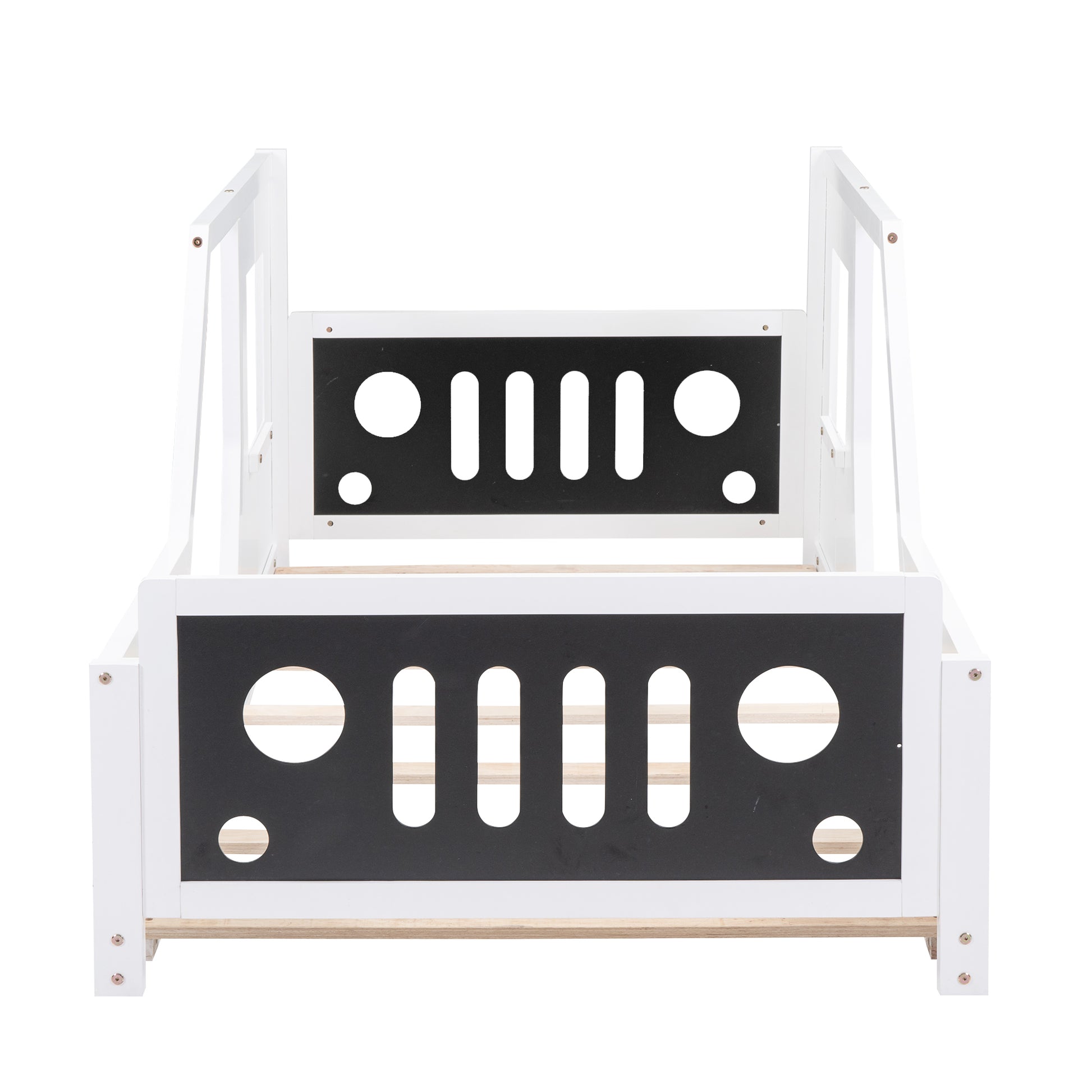 Twin Size Classic Car-Shaped Platform Bed with Wheels,White image 11