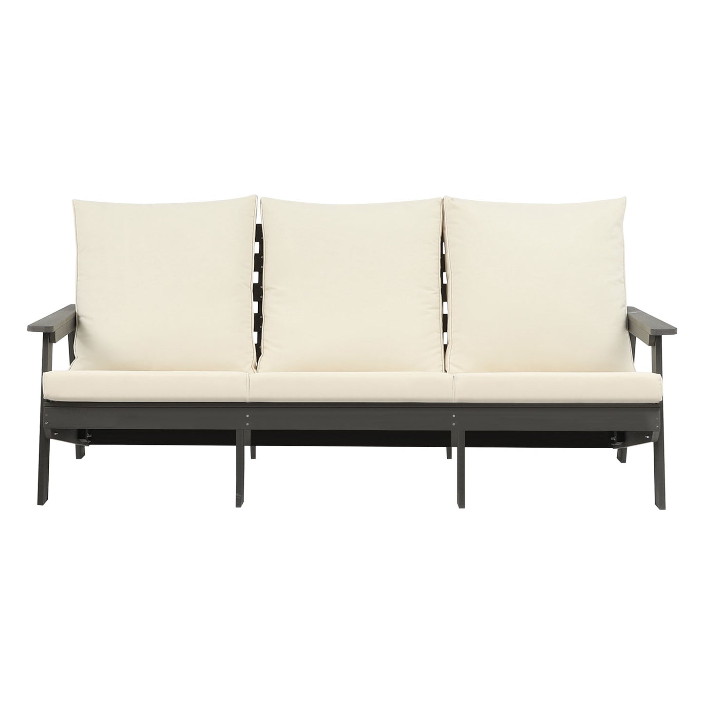 HIPS 3 Seater Sofa with Cushion, Outdoor Garden Sofa, Sofa Set for Porch, Poolside, Terrace, and Yard Grey/Beige image 2