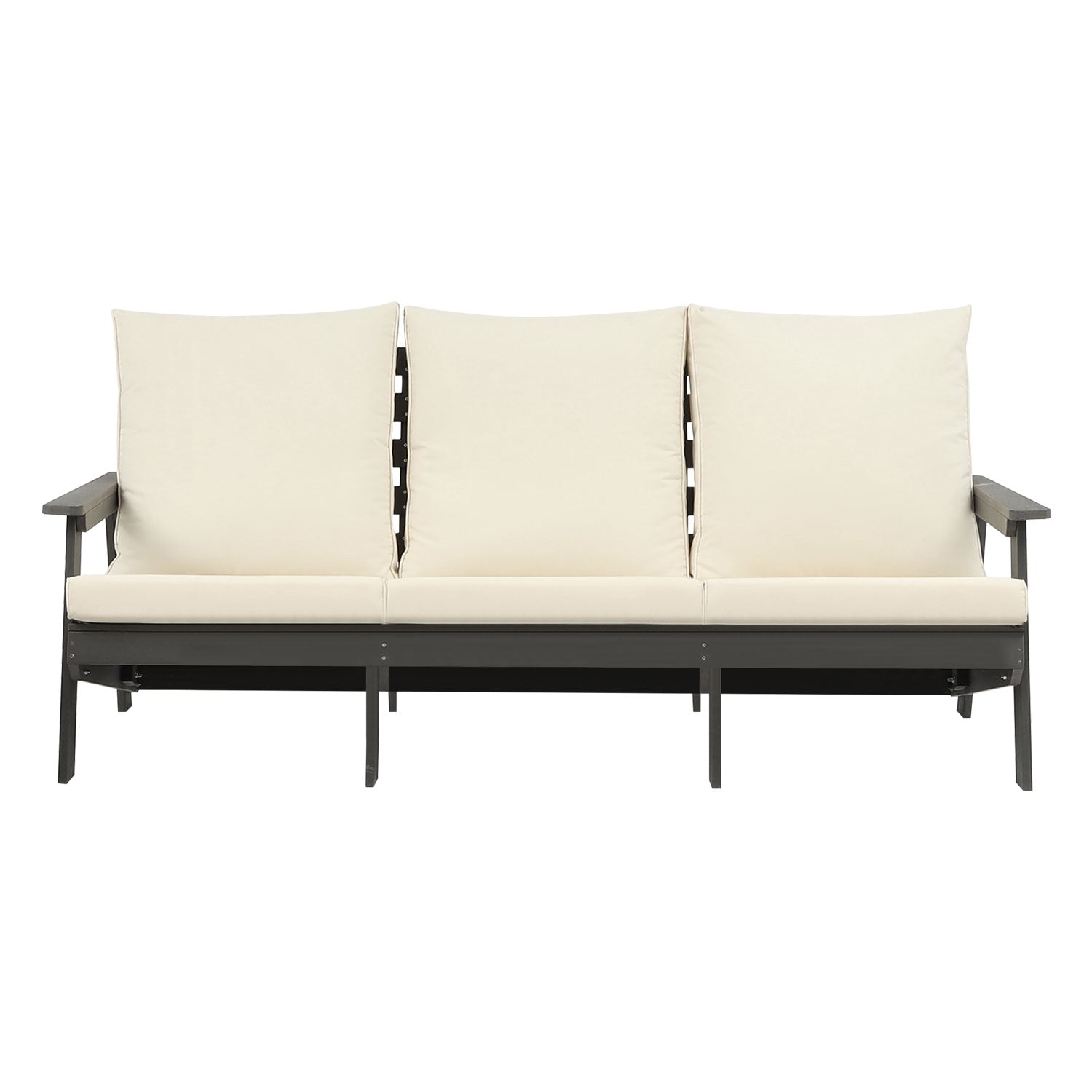 HIPS 3 Seater Sofa with Cushion, Outdoor Garden Sofa, Sofa Set for Porch, Poolside, Terrace, and Yard Grey/Beige image 2