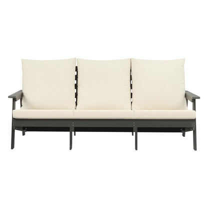 HIPS 3 Seater Sofa with Cushion, Outdoor Garden Sofa, Sofa Set for Porch, Poolside, Terrace, and Yard Grey/Beige image 2