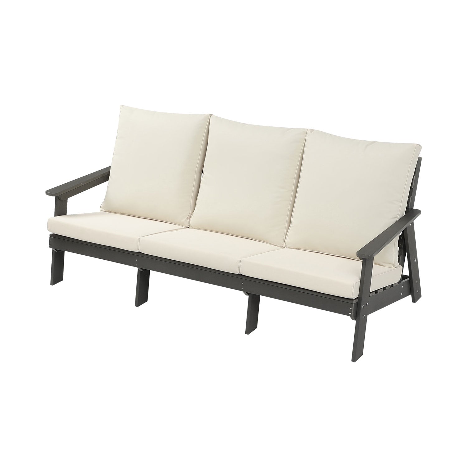 HIPS 3 Seater Sofa with Cushion, Outdoor Garden Sofa, Sofa Set for Porch, Poolside, Terrace, and Yard Grey/Beige image 7