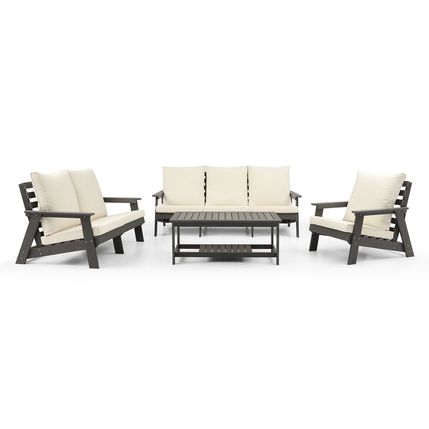HIPS 3 Seater Sofa with Cushion, Outdoor Garden Sofa, Sofa Set for Porch, Poolside, Terrace, and Yard Grey/Beige image 8