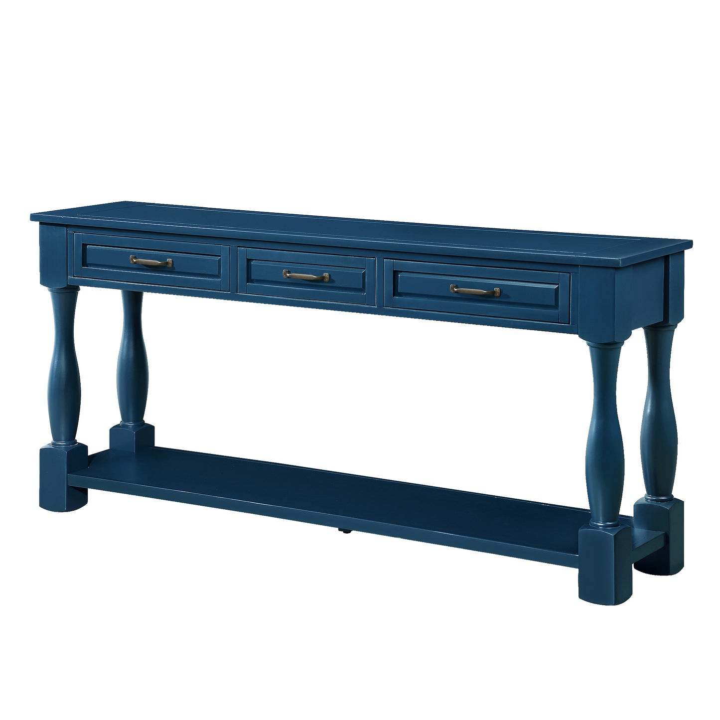 63inch Long Wood Console Table with 3 Drawers and 1 Bottom Shelf for Entryway Hallway Easy Assembly Extra-thick Sofa Table(Navy Blue) image 7