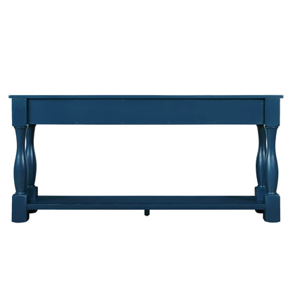 63inch Long Wood Console Table with 3 Drawers and 1 Bottom Shelf for Entryway Hallway Easy Assembly Extra-thick Sofa Table(Navy Blue) image 4