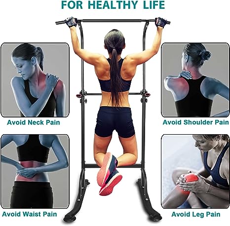 Sport Power Tower Workout Dip Station Pull Up Bar, Height Adjustable Multi-Function Dip Stand for Home Gym Strength Training Fitness Equipment image 5