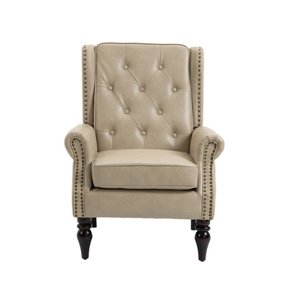 Wood Frame Armchair, Modern Accent Chair Lounge Chair with Sturdy Wood Legs for Living Room Bedroom (Camel PU) image 11