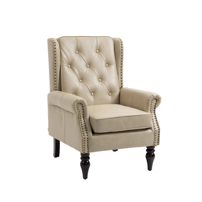 Wood Frame Armchair, Modern Accent Chair Lounge Chair with Sturdy Wood Legs for Living Room Bedroom (Camel PU) image 12