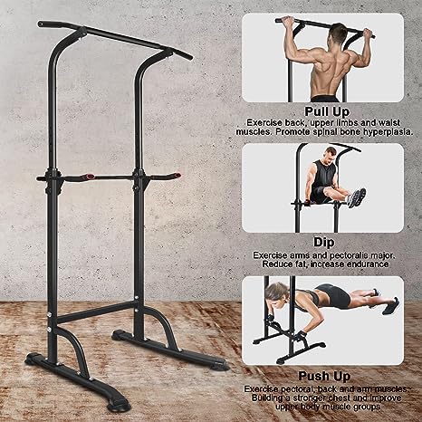 Sport Power Tower Workout Dip Station Pull Up Bar, Height Adjustable Multi-Function Dip Stand for Home Gym Strength Training Fitness Equipment image 6
