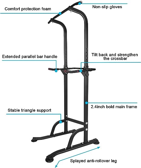 Sport Power Tower Workout Dip Station Pull Up Bar, Height Adjustable Multi-Function Dip Stand for Home Gym Strength Training Fitness Equipment image 2