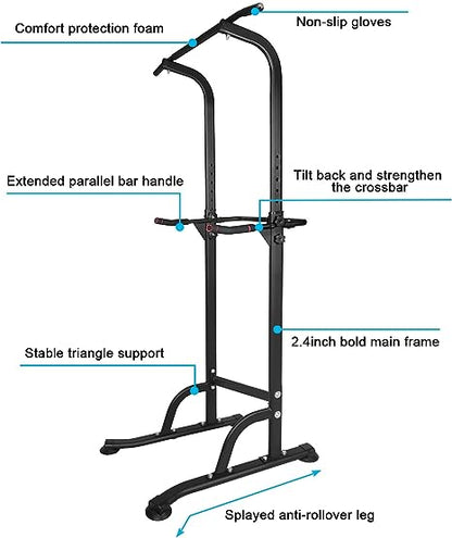 Sport Power Tower Workout Dip Station Pull Up Bar, Height Adjustable Multi-Function Dip Stand for Home Gym Strength Training Fitness Equipment image 2