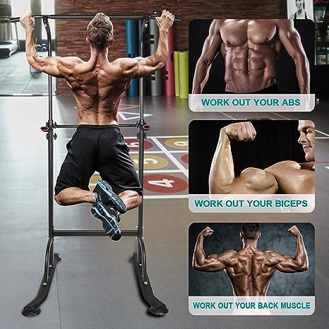 Sport Power Tower Workout Dip Station Pull Up Bar, Height Adjustable Multi-Function Dip Stand for Home Gym Strength Training Fitness Equipment image 3