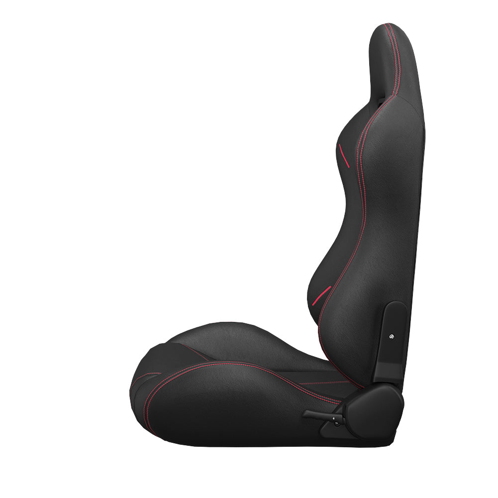 2PC Universal Bucket Racing Seats Stitch PVC Leather Reclinable Carbon Look Leather Black With Adjustor Slider(Not Including Seat Bracket) 1 box of 2 pieces image 11