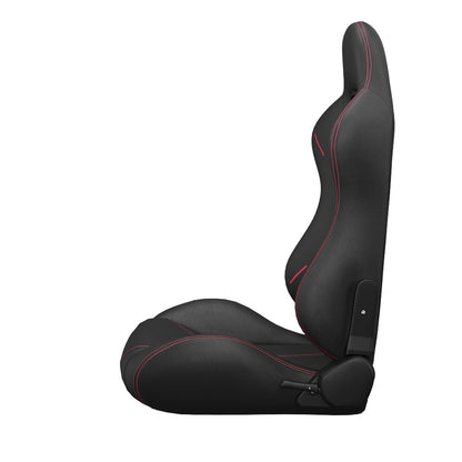 2PC Universal Bucket Racing Seats Stitch PVC Leather Reclinable Carbon Look Leather Black With Adjustor Slider(Not Including Seat Bracket) 1 box of 2 pieces image 11