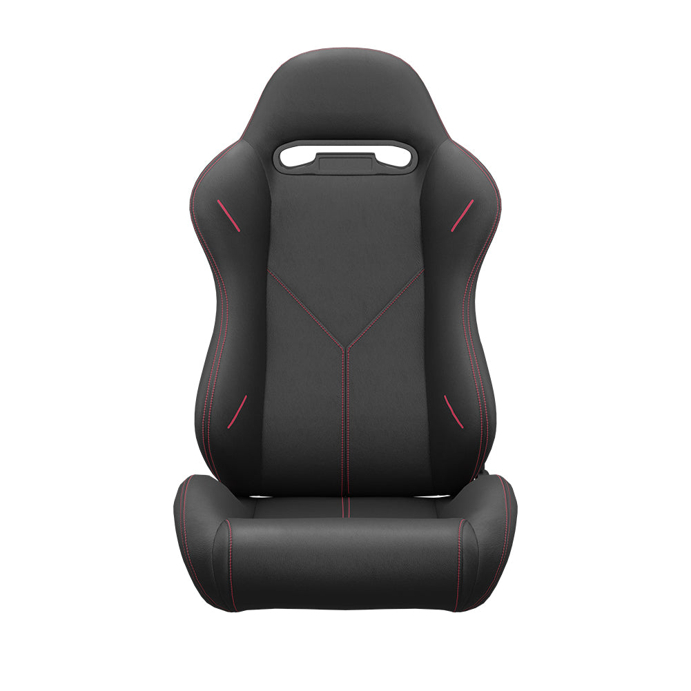2PC Universal Bucket Racing Seats Stitch PVC Leather Reclinable Carbon Look Leather Black With Adjustor Slider(Not Including Seat Bracket) 1 box of 2 pieces image 5