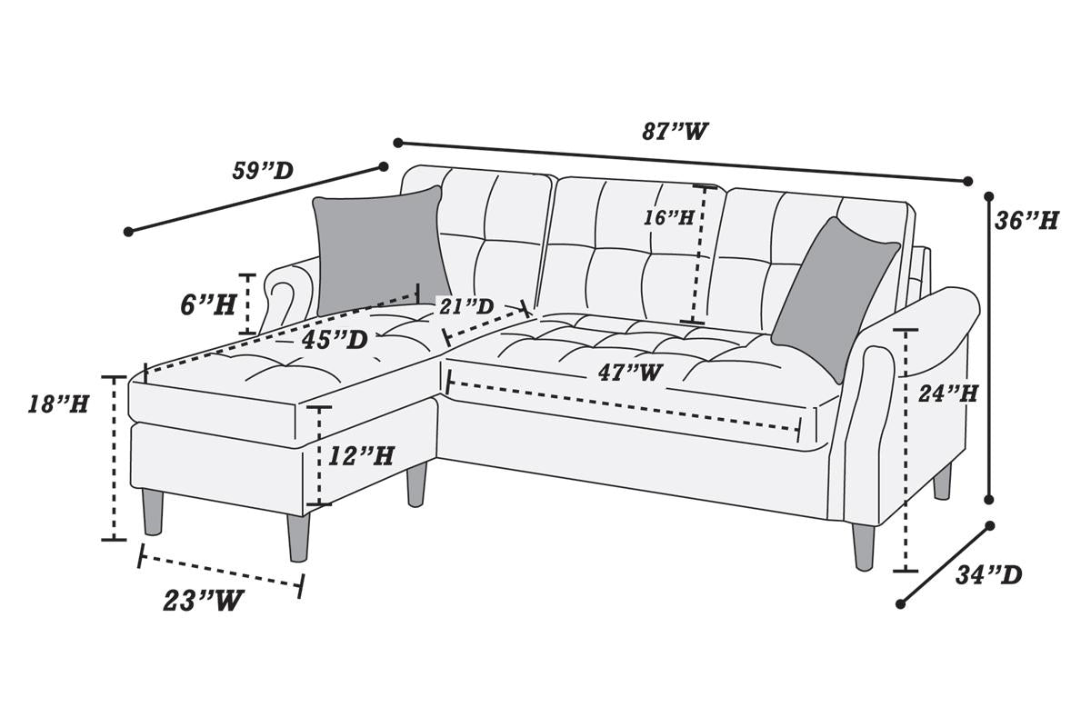 Living Room Corner Sectional Dark Coffee Polyfiber Chaise sofa Reversible Sectional image 4