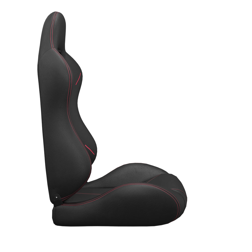 2PC Universal Bucket Racing Seats Stitch PVC Leather Reclinable Carbon Look Leather Black With Adjustor Slider(Not Including Seat Bracket) 1 box of 2 pieces image 10