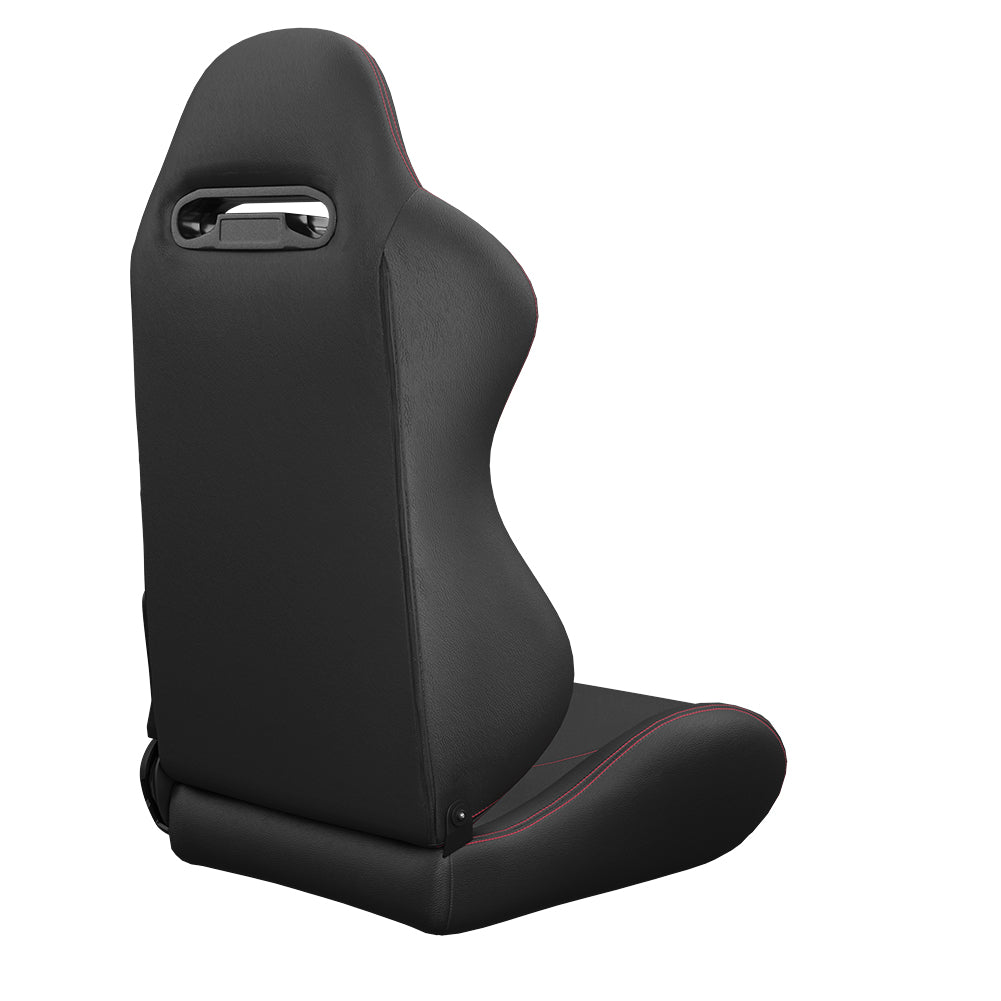 2PC Universal Bucket Racing Seats Stitch PVC Leather Reclinable Carbon Look Leather Black With Adjustor Slider(Not Including Seat Bracket) 1 box of 2 pieces image 12