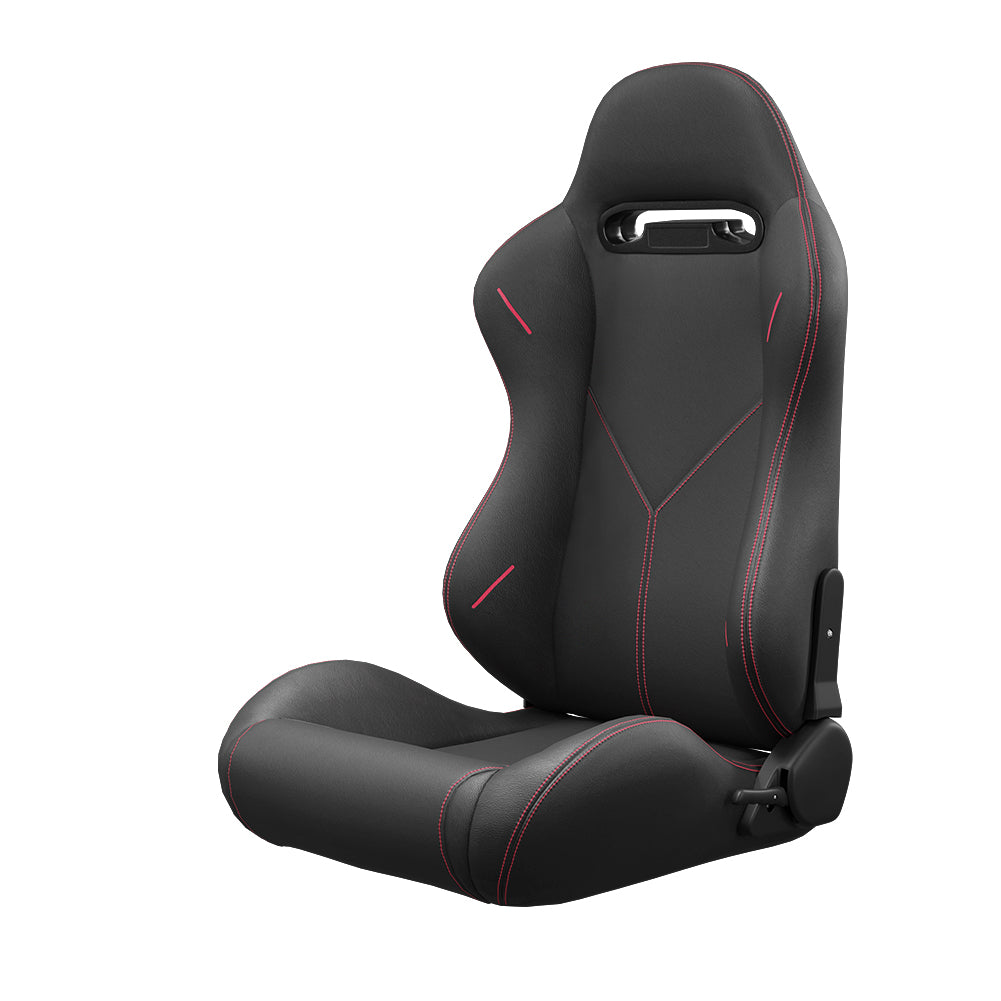 2PC Universal Bucket Racing Seats Stitch PVC Leather Reclinable Carbon Look Leather Black With Adjustor Slider(Not Including Seat Bracket) 1 box of 2 pieces image 8
