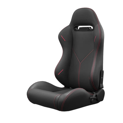 2PC Universal Bucket Racing Seats Stitch PVC Leather Reclinable Carbon Look Leather Black With Adjustor Slider(Not Including Seat Bracket) 1 box of 2 pieces image 8