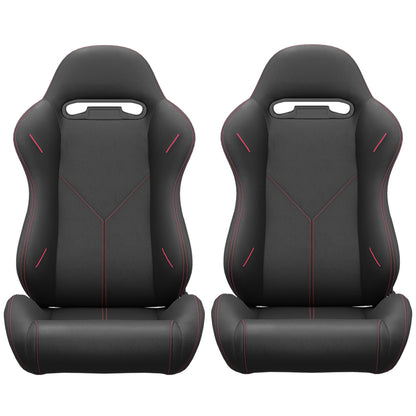 2PC Universal Bucket Racing Seats Stitch PVC Leather Reclinable Carbon Look Leather Black With Adjustor Slider(Not Including Seat Bracket) 1 box of 2 pieces image 6