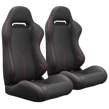 2PC Universal Bucket Racing Seats Stitch PVC Leather Reclinable Carbon Look Leather Black With Adjustor Slider(Not Including Seat Bracket) 1 box of 2 pieces image 3